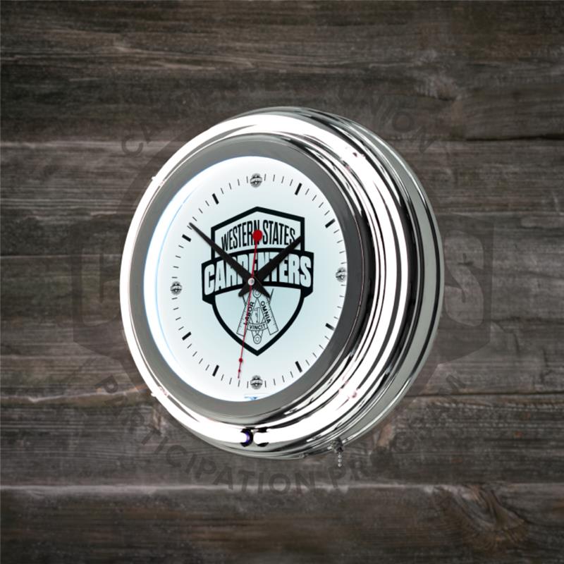 Reloj de neón: blanco y plateado